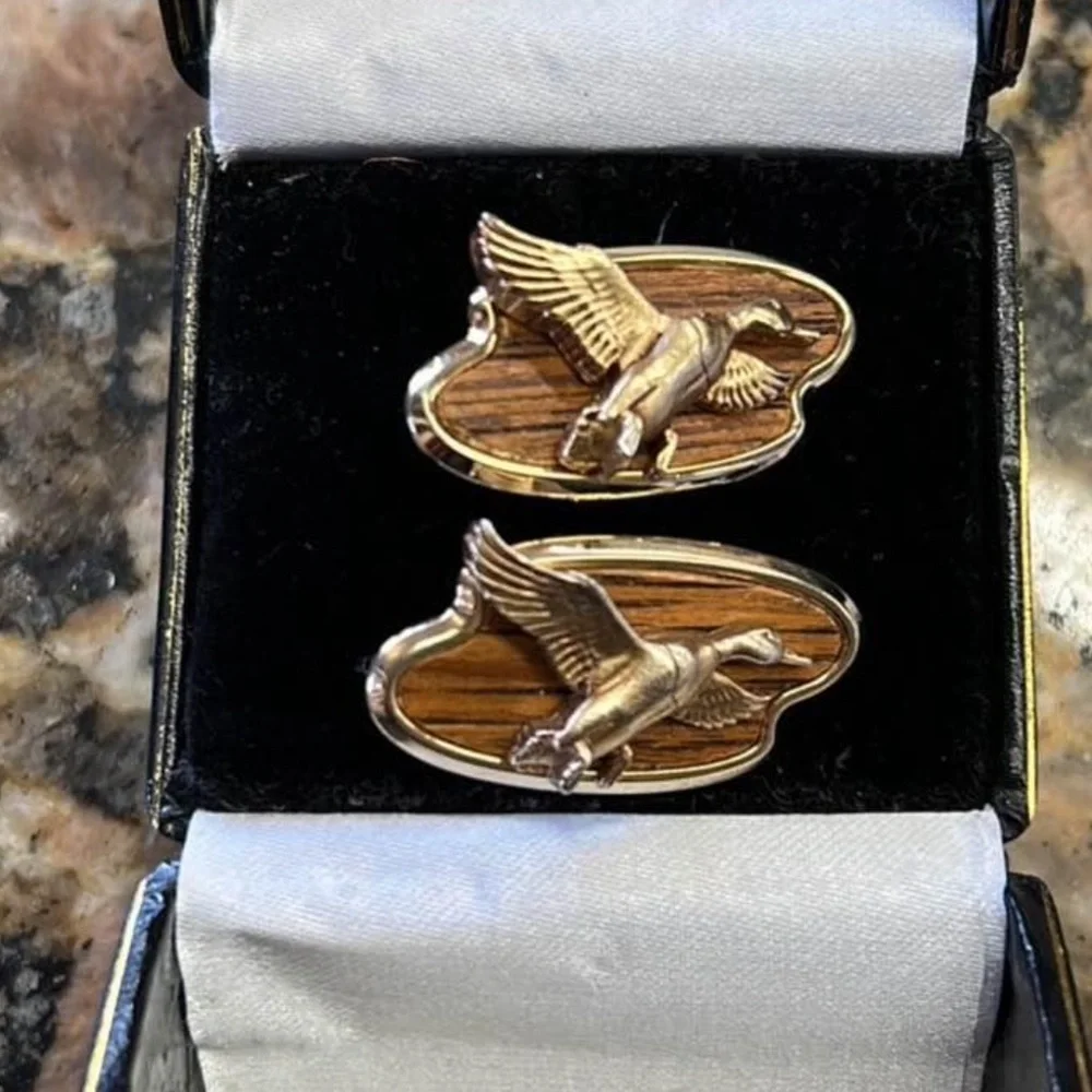 Elegant Silver and Brown Cufflinks